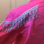 Wrangler Vtg  western wear button up pink long sleeve top with beaded tassels L Photo 5