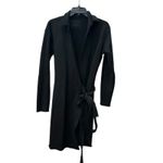 Frank & Eileen Willa Wrap Dress Womens Medium Triple Fleece Black Old Money Photo 2