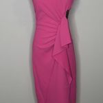 Pinko GAFF ABITO Fuchsia Ruffle Midi Dress IT 38 US 2 Elegant Cocktail Pink Photo 0