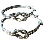 Boutique Womens Double Strand Metal Hoop Fashion Earrings Silver Photo 0