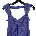 Free People  Purple Lace Sleeveless V Neck Mini Dress Scalloped Edges Size 0 Photo 2