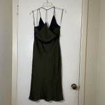 Topshop  Draped Back Satin Slip Dress olive green midi size US 6 Photo 6