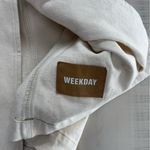 Weekday  womens khaki canvas blouse top S white tan sexy blazer Photo 7