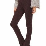 Free People  Wine & Black Knit Jacquard Flair Hem Wide Leg Pants S Photo 0