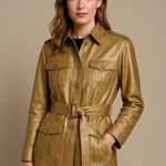 Ralph Lauren Purple Label Metallic Gold Leather Safari Jacket | Goatskin Italy Photo 0