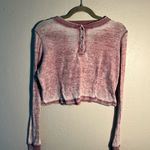Self Esteem  Pink Faded Cropped Polo Sweatshirt 1/4 Button Lightweight SZ S Photo 0