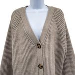 H&M Rib Knit Wool Button Front Loose Oversized Fit Cardigan Sweater Top Taupe Photo 4