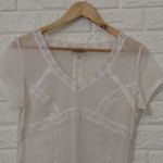 white cotton short sleeve lace trim‎ blouse Size undefined Photo 1