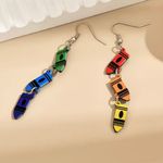 Cute Personality Color Crayon Pendant Wooden Dangle‎ Earrings Light Weight Green Photo 7