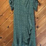 Green white dot Bohemia ruffle wrap maxi dress Size M Photo 2