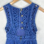 Free People New Romantics Denim High-Neck Cutout Sleeveless Mini Dress Size 0 Photo 3