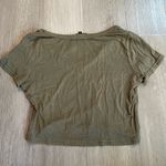 POL NWOT  Olive Green Washed V-neck Crop Tee size Small Photo 4