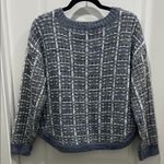 Lea & Viola  Blue & White Textured Tweed Like Knit Sweater Sz S Photo 5