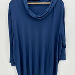 J Jill Womens Tunic Sweater Size 3X Navy Blue Cowl Neck 3/4 Sleeve Boxy Loose Photo 0
