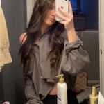 Brown Cropped Oversized Shirt Size XL Photo 0