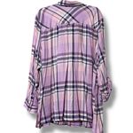 CATHERINES plus size women’s 3X long sleeve plaid roll tab sleeves pink & purple Photo 2