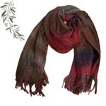 Joy Susan  Purple-Pink Gradian Stripe Acrylic Scarf with Fringe Tassels Photo 1