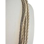 White Faux Braided Leather Multi Strand Necklace Rings Beads Gold Tone Adj 19" Photo 3