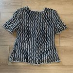 Vintage Stenay Black Silk Women’s Sequin Pearl Striped Short Sleeve Top Size L Size L Photo 5