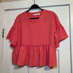 Altar'd State #82 LORI RUFFLE SLEEVE CORAL TOP Photo 0