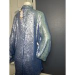 Boohoo Sequin High Neck Cut Out Smock Dress Size 10 Blue Sparkly Mini Photo 7
