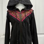 Akemi + Kin Anthropologie Embroidered Black Hooded Sweatshirt Terry Hoodie Size S Photo 0