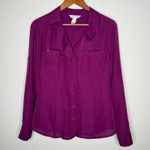 White House | Black Market White House Black Market Purple Long Sleeve Button Down tab sleeve Size 10 Photo 2