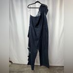 Eloquii  One Shoulder Ruffle‎ Denim Jumpsuit in Blue Size 24 Photo 1