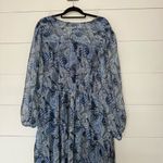 Joie  Women’s XXL Blue Paisley Patterned Midi Chiffon Dress Photo 4