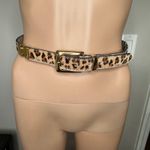 Elite Leopard Print Pony Hair Leather Belt Gold Buckle S Brown Photo 0