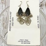Peruvian Dark Brown Stone Alpaca Silver Earrings Photo 6