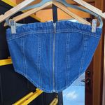 Vintage Lone Star Blue Indigo Wash Denim Smocked Corset Tube Top Size Small Photo 0