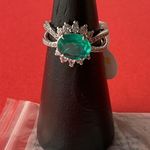 Bomb Party RBP6144 “I’m Doing Me” LC Emerald Genuine Quartz Rhodium Sz7 Ring NWT Photo 3