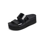 REEF NEW  Cushion Vista Higher Platform Sandal Women's Size 9 Black Patent Y2K Photo 1
