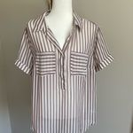 A New Day Striped Mauve Pink Sheer Blouse Size XL Photo 1