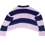 Aerie  Women's Medium Striped Pullover Sweater Purple Navy Long Sleeve Cozy‎ Knit Photo 3