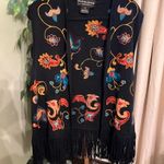 Andrea Jovine  Woman Vintage Embroidered Open Vest with Fringe 2X Photo 0
