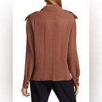 Raquel Allegra Military Utility Button Up Linen Gauze Shirt Size 1 or Small Brown Photo 1