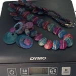 Vintage Cleopatra Purple Beaded Pendant Necklace & Circular Earrings Set Photo 13