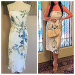 Lulus NWOT Season of Bliss White Floral Print Satin Strapless Midi Dress Photo 1