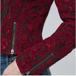 White House | Black Market lace moto jacket red long sleeve womens medium L33 Photo 1