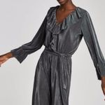 ZARA NWOT Ruffle Pleated Gray Jumpsuit XS Photo 2