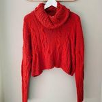 Free People  Cropped Cowl Neck Pullover Knit Sweater Red Sz Medium Photo 0
