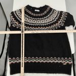 Calvin Klein Women Fair Isle Knit Sweater Black Brown White Crew Neck Size L Photo 4
