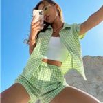 Green Gingham Shirt and Shorts Set Size L Photo 0