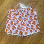 ZARA Shorts Womens US 6 Purple Orange Poppy Floral 90s High Rise Raw Hem Photo 14