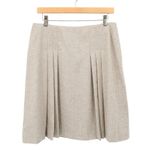 Carolina Herrera Beige Wool Herringbone Stripe Pleated Skirt 14 Photo 0