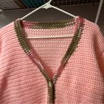 Handmade Knit Pink Button Sweater XL Photo 3
