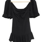 Abercrombie & Fitch Womens Black Mini Puffer Sleeve Ruffle Dress Size XS Petite Photo 0