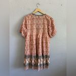 Vintage Ibiza Block Cotton Printed tunic Dress Size XL Flowy Red Photo 2